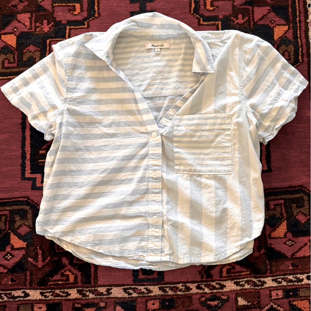 Madewell Striped Button Down Asymmetrical size S